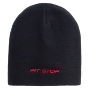 Pit Shop Embroidered 8 Inch Short Beanie - Black OSFM