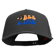 Bee Kind Symbol Embroidered Solid Cotton Twill 5 Panel Prostyle Snap Cap - Black OSFM