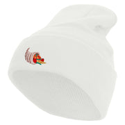 Thanksgiving Cornucopia Embroidered 12 inch Acrylic Cuffed Long Beanie - White OSFM