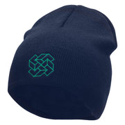 Square Illusion Embroidered 8 inch Acrylic Short Blank Beanie - Navy OSFM