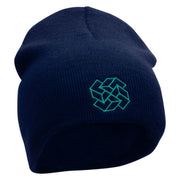 Square Illusion Embroidered 8 inch Acrylic Short Blank Beanie - Navy OSFM