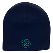 Square Illusion Embroidered 8 inch Acrylic Short Blank Beanie - Navy OSFM