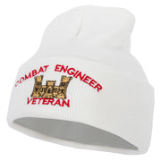 Combat Engineer Veteran Logo Embroidered 12 Inch Long Knitted Beanie