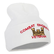 Combat Engineer Veteran Logo Embroidered 12 Inch Long Knitted Beanie