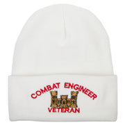 Combat Engineer Veteran Logo Embroidered 12 Inch Long Knitted Beanie