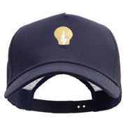 Electrical Bulb Five Panels Pro Style Trucker Mesh Cap - Navy OSFM