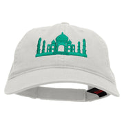 India Embroidered Garment Washed Cotton Twill Cap - White OSFM