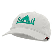 India Embroidered Garment Washed Cotton Twill Cap - White OSFM