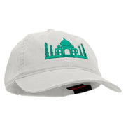 India Embroidered Garment Washed Cotton Twill Cap - White OSFM