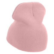 Cute Valentines Day Logo Embroidered 8 inch Acrylic Short Beanie - Pink OSFM