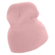 Cute Valentines Day Logo Embroidered 8 inch Acrylic Short Beanie - Pink OSFM