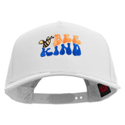 Bee Kind Symbol Embroidered Solid Cotton Twill 5 Panel Prostyle Snap Cap - White OSFM