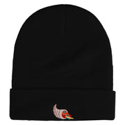 Thanksgiving Cornucopia Embroidered 12 inch Acrylic Cuffed Long Beanie - Black OSFM