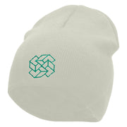 Square Illusion Embroidered 8 inch Acrylic Short Blank Beanie - White OSFM