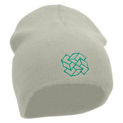 Square Illusion Embroidered 8 inch Acrylic Short Blank Beanie - White OSFM