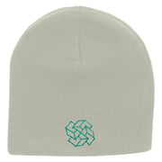 Square Illusion Embroidered 8 inch Acrylic Short Blank Beanie - White OSFM