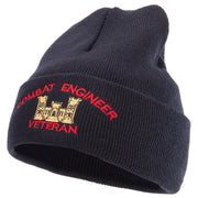 Combat Engineer Veteran Logo Embroidered 12 Inch Long Knitted Beanie