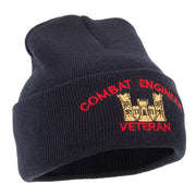 Combat Engineer Veteran Logo Embroidered 12 Inch Long Knitted Beanie