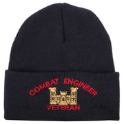 Combat Engineer Veteran Logo Embroidered 12 Inch Long Knitted Beanie