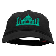 India Embroidered Garment Washed Cotton Twill Cap - Black OSFM