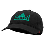 India Embroidered Garment Washed Cotton Twill Cap - Black OSFM