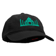 India Embroidered Garment Washed Cotton Twill Cap - Black OSFM