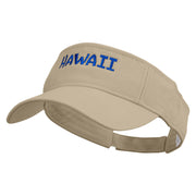 Hawaii Script Embroidered Pro Style Cotton Twill Washed Visor - Khaki OSFM