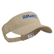 Hawaii Script Embroidered Pro Style Cotton Twill Washed Visor - Khaki OSFM