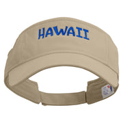 Hawaii Script Embroidered Pro Style Cotton Twill Washed Visor - Khaki OSFM