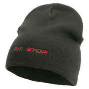 Pit Shop Embroidered 8 Inch Short Beanie - Dk-Grey OSFM