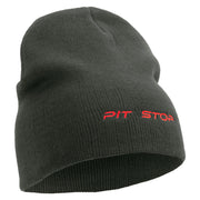 Pit Shop Embroidered 8 Inch Short Beanie - Dk-Grey OSFM