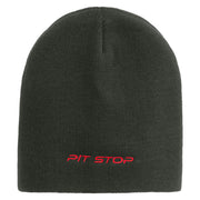 Pit Shop Embroidered 8 Inch Short Beanie - Dk-Grey OSFM