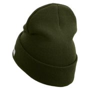 Licensed Combat Engineer Veteran Embroidered 12 Inch Long Knitted Beanie - Olive OSFM
