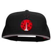 Large Lady Bug Patched Superior Cotton Twill Flat Bill Snapback Prostyle Cap - Black OSFM