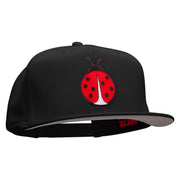 Large Lady Bug Patched Superior Cotton Twill Flat Bill Snapback Prostyle Cap - Black OSFM