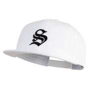Old English Black S Patched 6 Panels Round Bill Cap - White OSFM