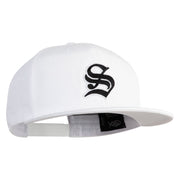 Old English Black S Patched 6 Panels Round Bill Cap - White OSFM