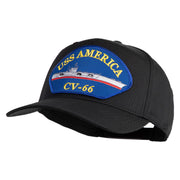 USS America CV 66 Blue Patched Solid Cotton Twill 5 Panel Prostyle Snap Cap - Black OSFM