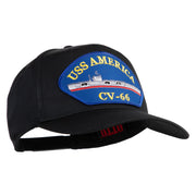USS America CV 66 Blue Patched Solid Cotton Twill 5 Panel Prostyle Snap Cap - Black OSFM