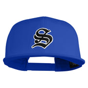 Old English Black S Patched 6 Panels Round Bill Cap - Royal OSFM