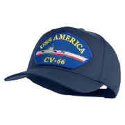 USS America CV 66 Blue Patched Solid Cotton Twill 5 Panel Prostyle Snap Cap - Navy OSFM