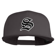 Old English Black S Patched 6 Panels Round Bill Cap - Dark Grey OSFM