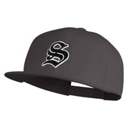 Old English Black S Patched 6 Panels Round Bill Cap - Dark Grey OSFM