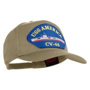 USS America CV 66 Blue Patched Solid Cotton Twill 5 Panel Prostyle Snap Cap - Khaki OSFM