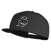 Old English Black S Patched 6 Panels Round Bill Cap - Black OSFM