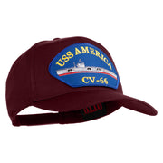 USS America CV 66 Blue Patched Solid Cotton Twill 5 Panel Prostyle Snap Cap - Maroon OSFM