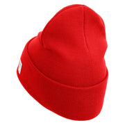 Marines Veteran Logo Embroidered 12 Inch Solid Knit Cuff Long Beanie Made in USA - Red OSFM