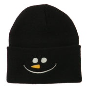 Christmas Snowman Smile Embroidered Beanie