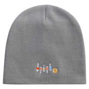 Artistic Style Bowling Embroidered 8 inch Acrylic Short beanie - Grey OSFM