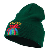 Christmas World Peace Embroidered Beanie